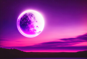 Obraz na płótnie Canvas purple afternoon sky with magic circle . Generative AI