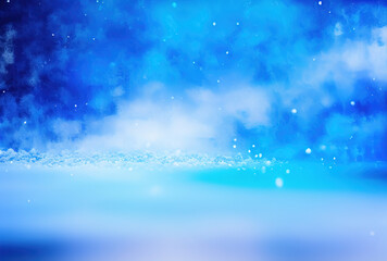 Close-up of blue snow with lots of snowflakes
