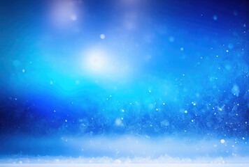 Fototapeta premium Close-up of blue snow with lots of snowflakes