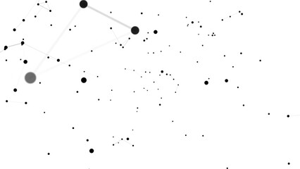 Random movement of 4k motion graphics points. Dark objects on a white background. The black dots are connected by spider web lines. Black plexus
