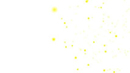 Motion design yellow particles move smoothly on a white background. Yellow plexus 4k. Right side of the screen