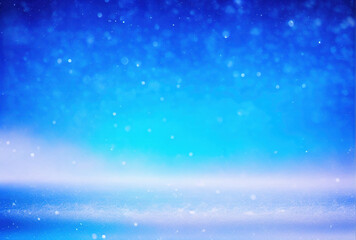 Fototapeta na wymiar Close-up of blue snow with lots of snowflakes