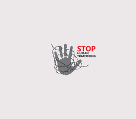 Stop human trafficking. Human Trafficking day concept. Vector Illustrations