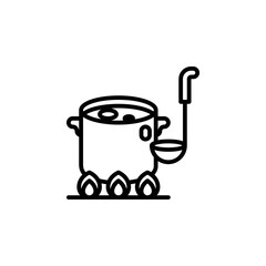 Soup pot outline icons. Vector illustration. Editable stroke. Isolated icon suitable for web, infographics, interface and apps.