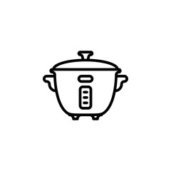 Rice electric cooker outline icons. Vector illustration. Editable stroke. Isolated icon suitable for web, infographics, interface and apps.