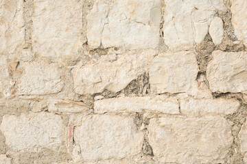Light Old Brickwork Texture. Ancient Brick Wall.