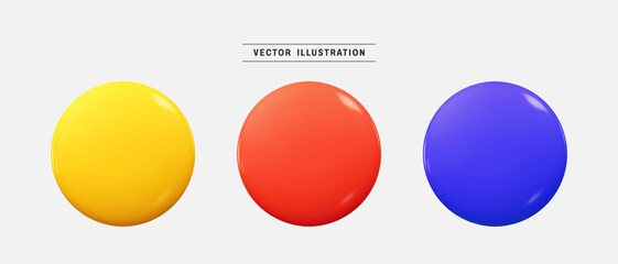 Colorful round web buttons 3d icon set. realistic design elements collection. vector illustration in cartoon minimal style