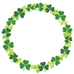 Vector Clover Round Frame Illustration For St. Patrick’s Day Isolated On A White Background. 