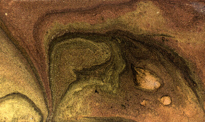 Marble Gold and Bronze Mixed Ink Pattern.