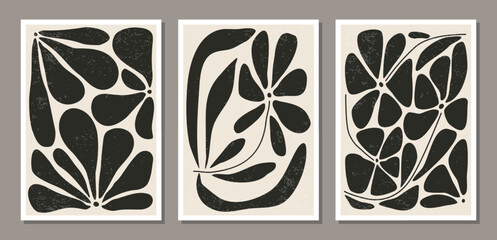 Fototapeta na wymiar Matisse inspired contemporary collage botanical minimalist wall art posters set