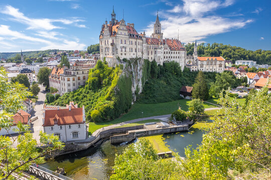 panorama view of sigmaringen castle tourist destination in summer in germany baden w&uuml;rttemberg