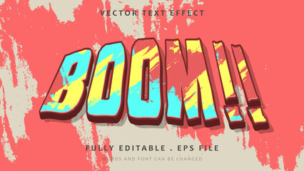 Abstract Colorful 3d Grunge Paint Word Boom Editable Text Effect Design Template