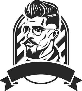 Logo of a stylish man with a beard. Can become a simple yet powerful design element for a barbershop or salon.