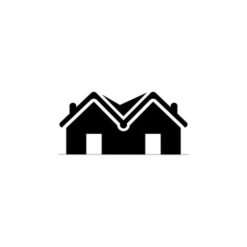 house icon isolated on white. Multiple home like a team holding abstract hand depicted on traditional roof of a house or home.