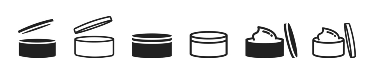Cosmetic container icons. Cream container.  Skincare product symbol. Vector isolated illustration. 