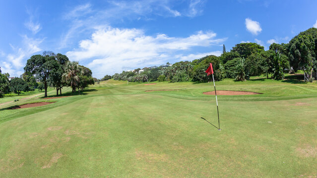 Golf Course Flag Putting Green Summer Coastal Lifestyle Sport  Landscape.