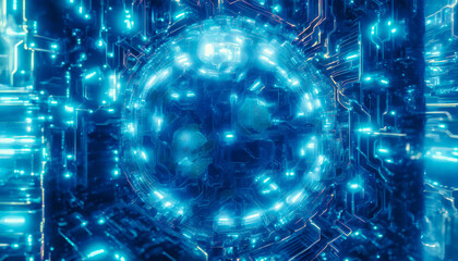 Fototapeta premium An abstract computer virus, bursting with colorful lights and effects, captures the complex and dangerous nature of this digital threat. Generative AI