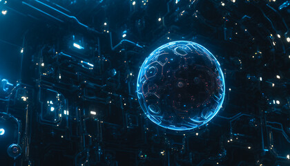 Obraz premium An abstract computer virus, bursting with colorful lights and effects, captures the complex and dangerous nature of this digital threat. Generative AI