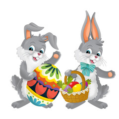 cartoons easter bunnies eggs isolated illustration