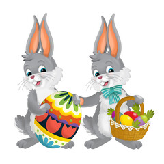 cartoons easter bunnies eggs isolated illustration