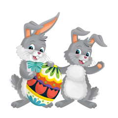 cartoons easter bunnies eggs isolated illustration