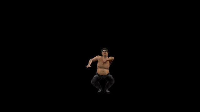 Funny Guy Dance Transparent Alpha Video 3D Animation