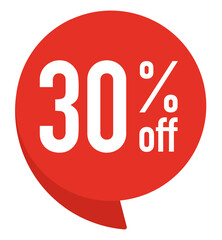 30 percent off. Colorful red speech bubble with quote. Blog management, blogging and writing for website. Concept poster for social networks, advertising, banner