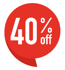 40 percent off. Colorful red speech bubble with quote. Blog management, blogging and writing for website. Concept poster for social networks, advertising, banner