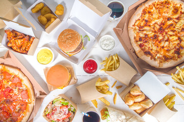 Delivery food, fast-food background