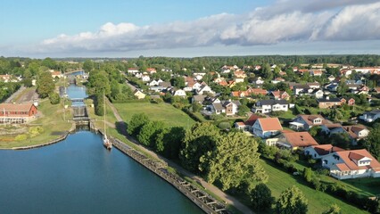 Fototapeta na wymiar Canal Göta et le lac Roxen en Suède, Scandinavie