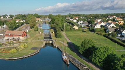 Fototapeta na wymiar Canal Göta et le lac Roxen en Suède, Scandinavie