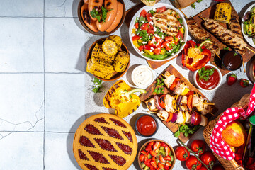 Various picnic food and drink