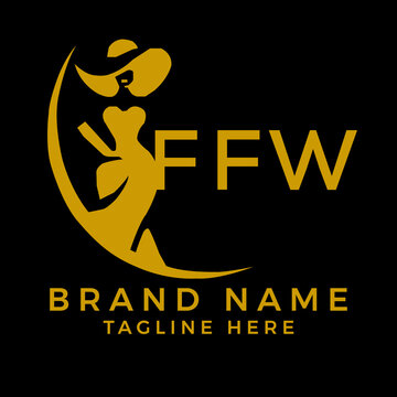 FFW fashion logo. FFW  Beauty fashion house. modeling dress jewelry. FFW fashion technology  Monogram logo design for entrepreneur and best business icon. 

