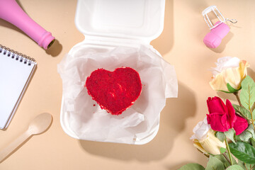 Heart shaped Valentine day bento cake