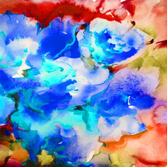 Abstract bright colored decorative background . Floral pattern handmade . Beautiful tender romantic of summer magic flowers , made in the technique of watercolors from nature.