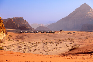 Fototapeta na wymiar Camp at Wadi Rum Desert, Jordan