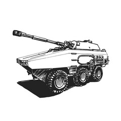Wheeled tank. Military vehicle. Hand drawing.