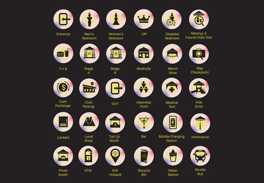 Black Gradient Wayfinding Festival Asset Illustration