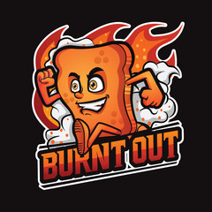 Toast Bread Mascot Design. Burnt Out White Bread Sandwich. Sandwich Logo Design
