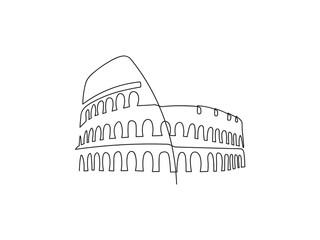 Colosseum one line art. Single line illustration of The Colosseum in Rome