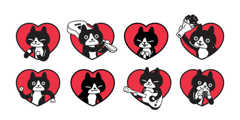 cat heart valentine icon vector kitten calico pet logo breed symbol character cartoon doodle design animal illustration isolated