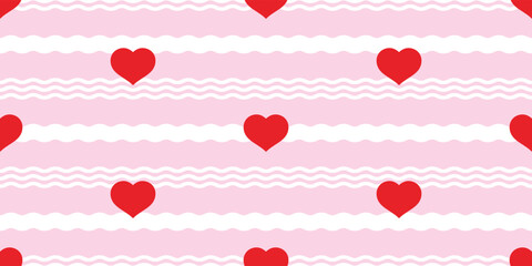 heart seamless pattern valentine wave vector cartoon tile background doodle repeat wallpaper gift wrapping paper illustration design isolated