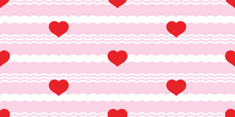 heart seamless pattern valentine wave vector cartoon tile background doodle repeat wallpaper gift wrapping paper illustration design isolated