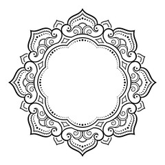 Frame in eastern tradition. Stylized with henna tattoos decorative pattern for decorating covers for book, notebook, casket, magazine, postcard and folder. Flower border in mehndi style.