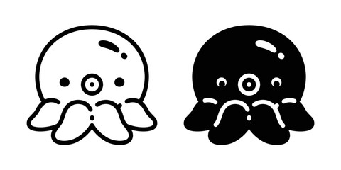 Octopus vector icon fish squid cartoon character symbol illustration design