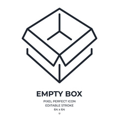 Empty box editable stroke outline icon isolated on white background flat vector illustration. Pixel perfect. 64 x 64.
