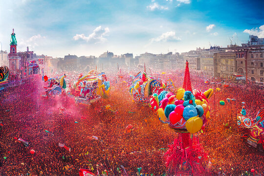 colorful carnival parade, Generative AI Illustration