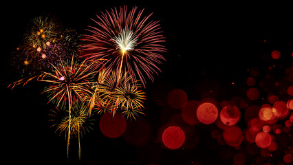 Fireworks with Abstract bokeh background