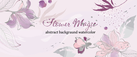 Spring abstract watercolor background with flowers