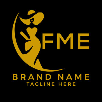 FME fashion logo. FME  Beauty fashion house. modeling dress jewelry. FME fashion technology  Monogram logo design for entrepreneur and best business icon. 
